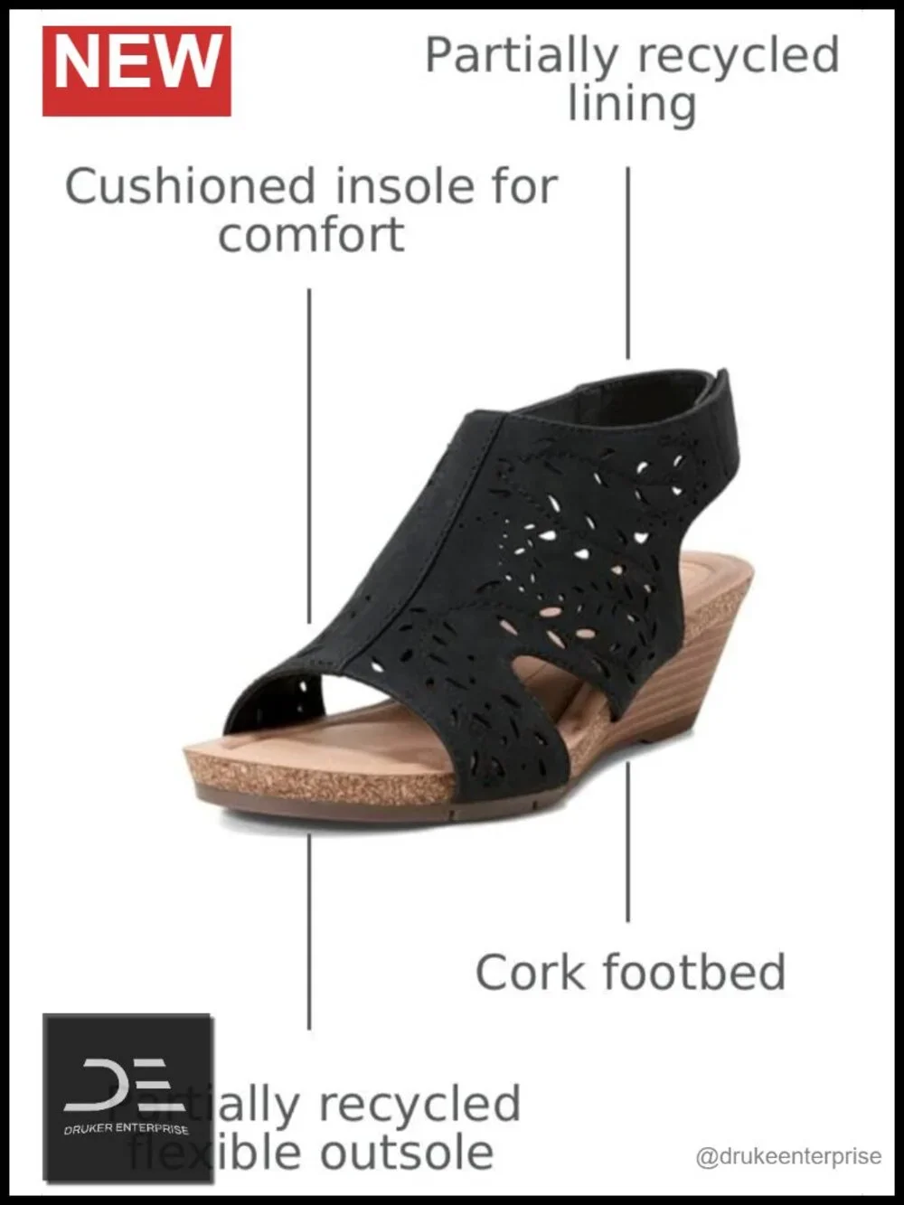Earth Women's Halin3 Wedge Sandals Cork Footbed Slingback Open Toe